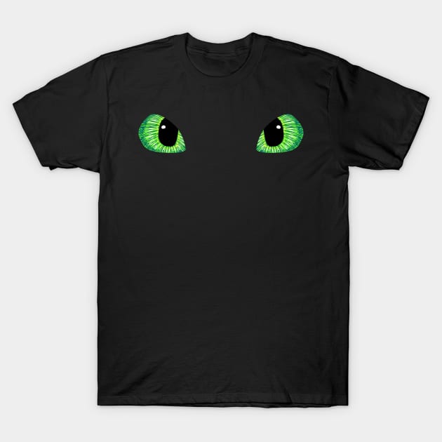 Green Toothless Dragon Eyes Drawing T-Shirt by itsMePopoi